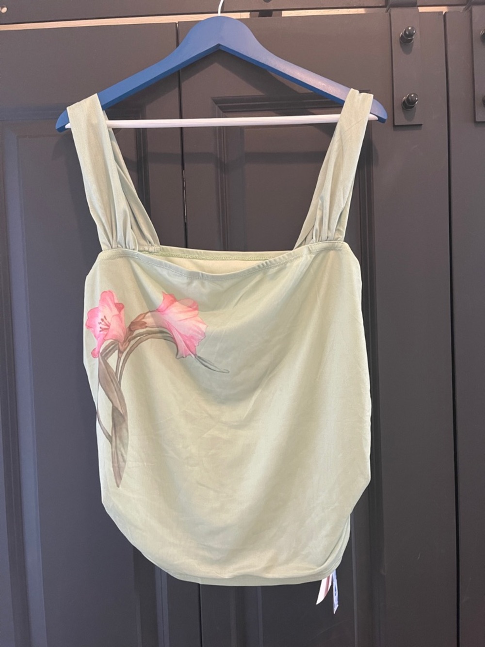 Cider Sage Green Floral-Accent Tank Top